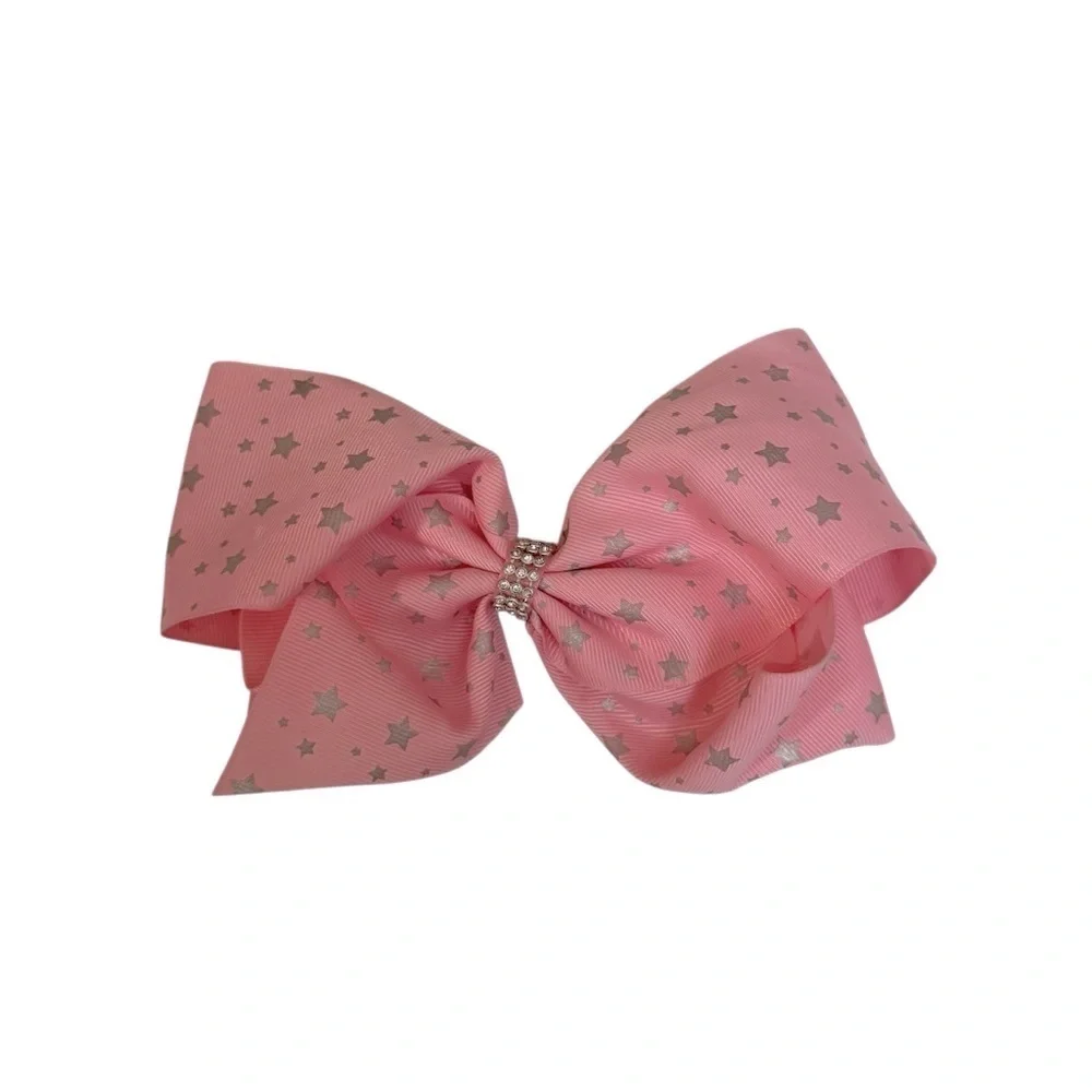 Girls JoJo Siwa Pink with Silver Stars Bow Hairclip